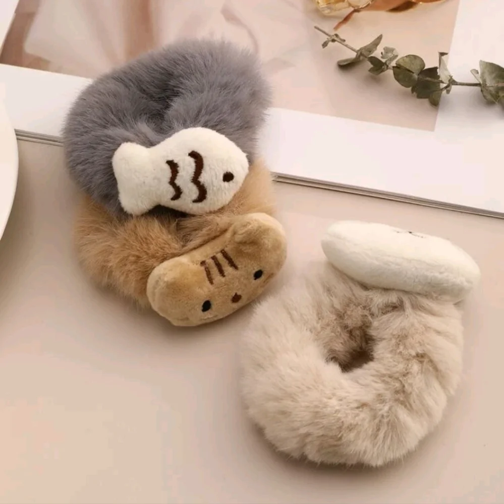 Cat & Fish Fuzzy Plush Hairbands - Picture 3 of 5